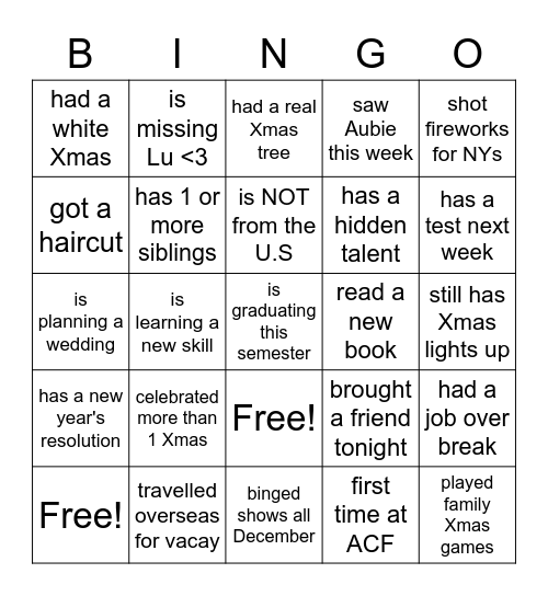 Untitled Bingo Card