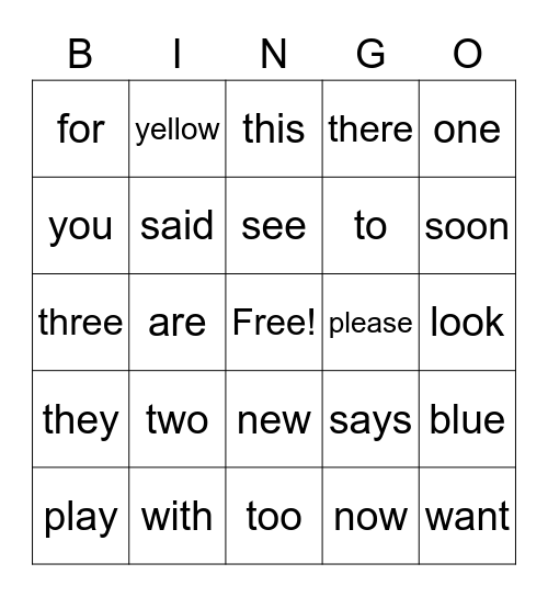 SW Bingo 1/13 Gr 5B, 6B Bingo Card