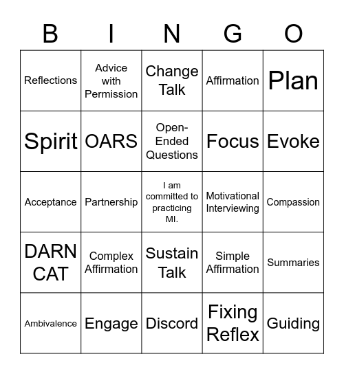 MI Bingo Card