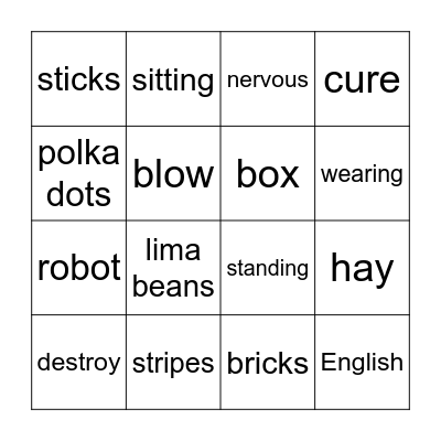 English Camp Bingo Card
