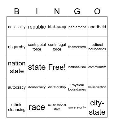 Chapter 7-8 Review Bingo Card