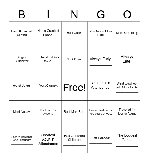 Find-the-Guest Bingo Card