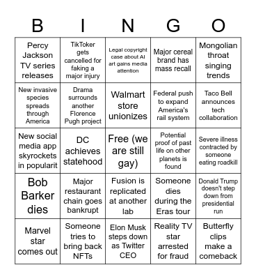 2023 Bingo Card