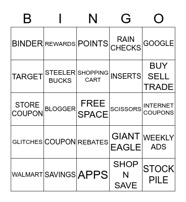 JEN'S COUPONER BINGO!!!!! Bingo Card