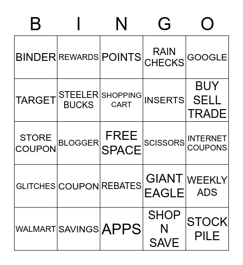 JEN'S COUPONER BINGO!!!!! Bingo Card