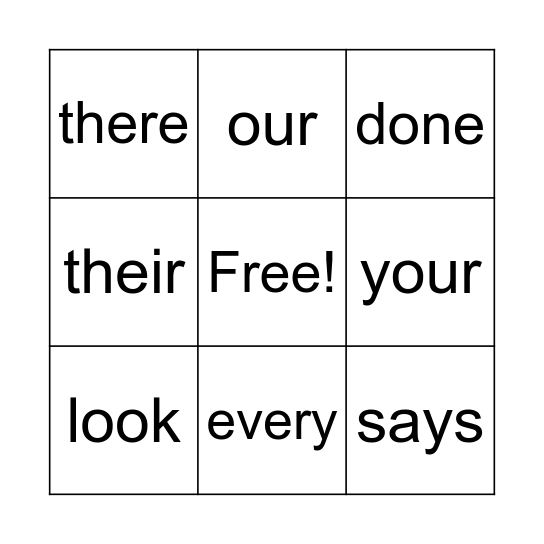 Red Words Bingo Card