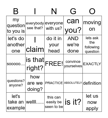 THE SID Bingo Card