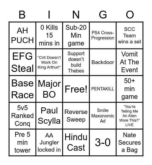 SWC 2023 Bingo Card