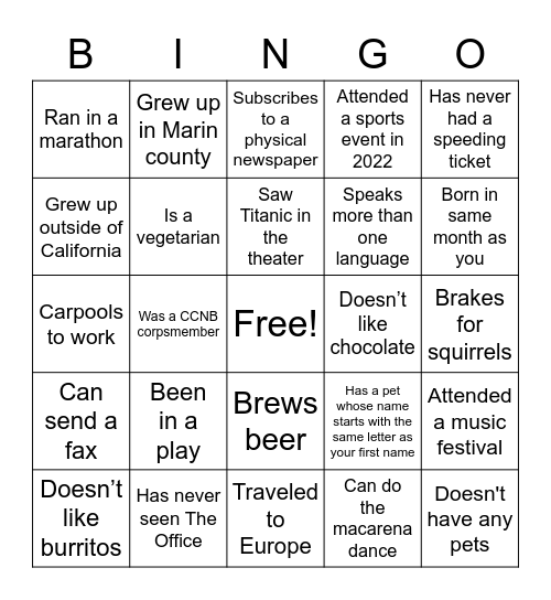 CCNB Bingo Card