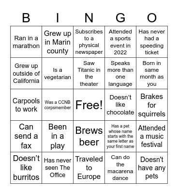 CCNB Bingo Card