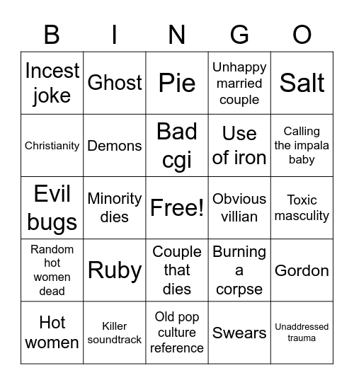 Supernatural Bingo Card