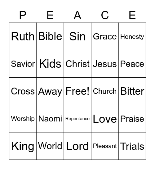 Redeemer Shoals Sermon Bingo Card