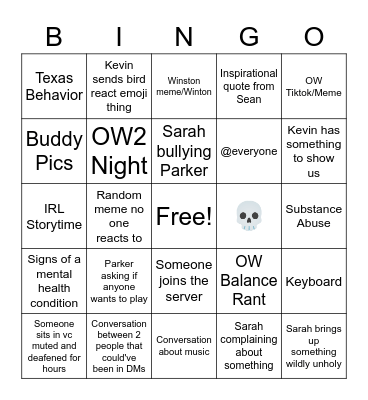 Jammyjam Discord Bingo Card