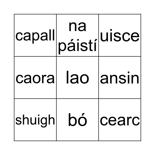 Ar an bhfeirm  Bingo Card