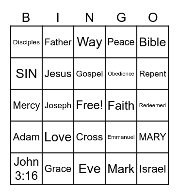 Gospel Bingo Card