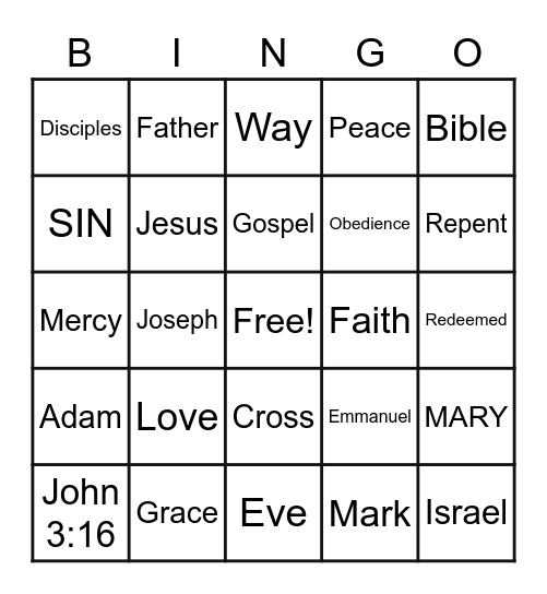 Gospel Bingo Card