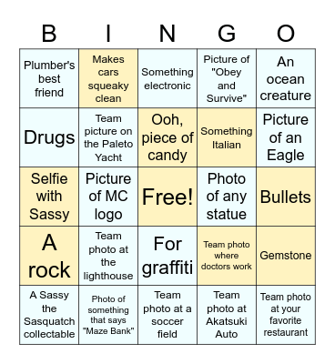 SCAVENGER HUNT BINGO Card