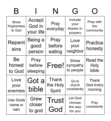 Christian bingo card Bingo Card