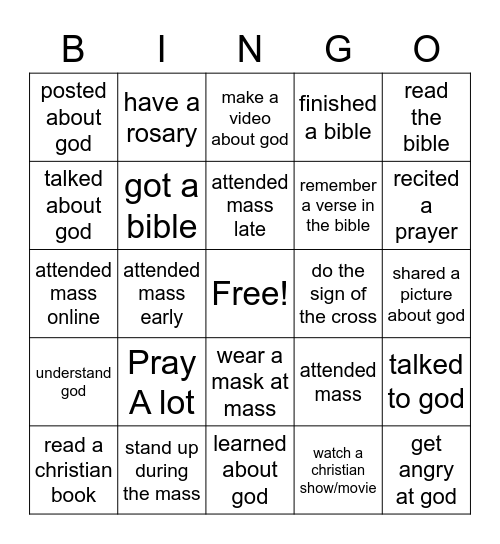 Christian Bingo Card Bingo Card