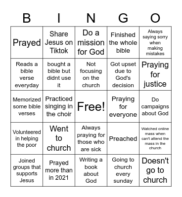 Christian bingo Card