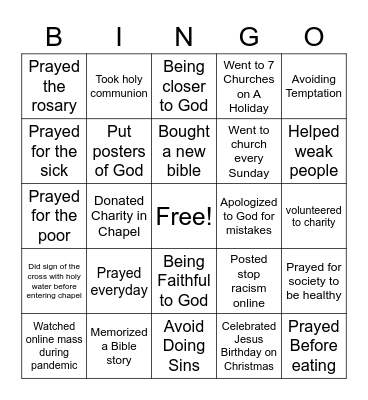 RAUL SA CHRISTIAN BINGO CARD Bingo Card
