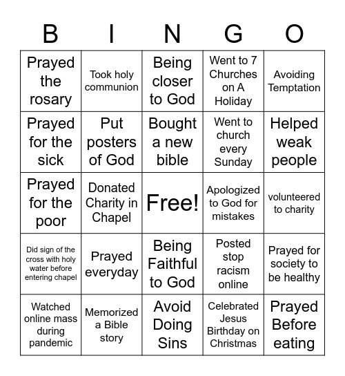 RAUL SA CHRISTIAN BINGO CARD Bingo Card