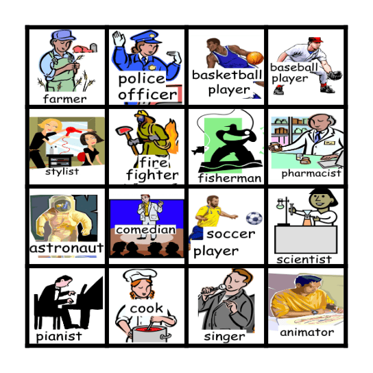 What Do You Want to Be? (I want to be a / an ___). Bingo Card