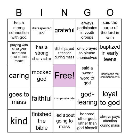 Christian Bingo Card Bingo Card