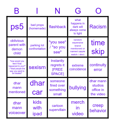 Dhar Mann Bingo v3 Bingo Card