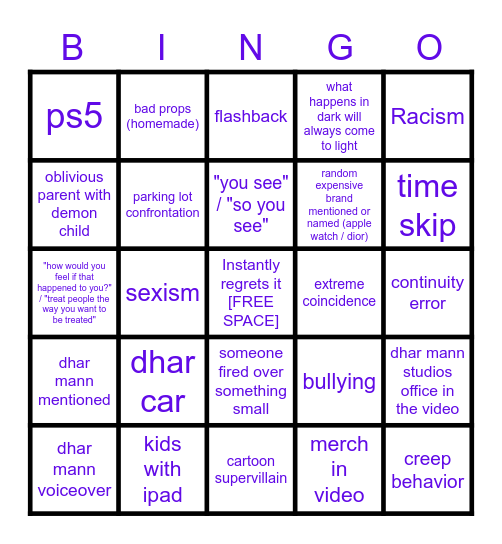 Dhar Mann Bingo v3 Bingo Card