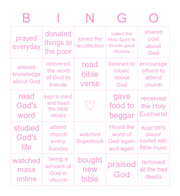 characteristics of a christian person Bingo Card