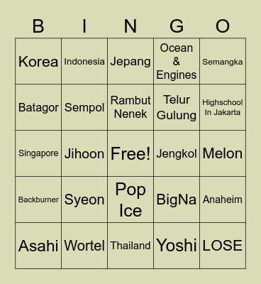 nomadsYOSHI Bingo Card