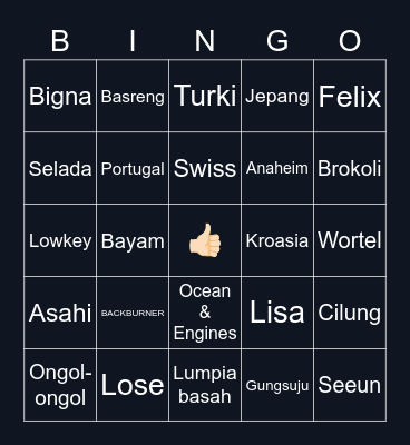 nomadsFELIX Bingo Card