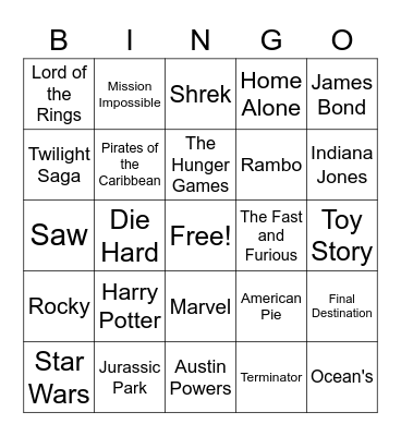 Movie Bingo Card
