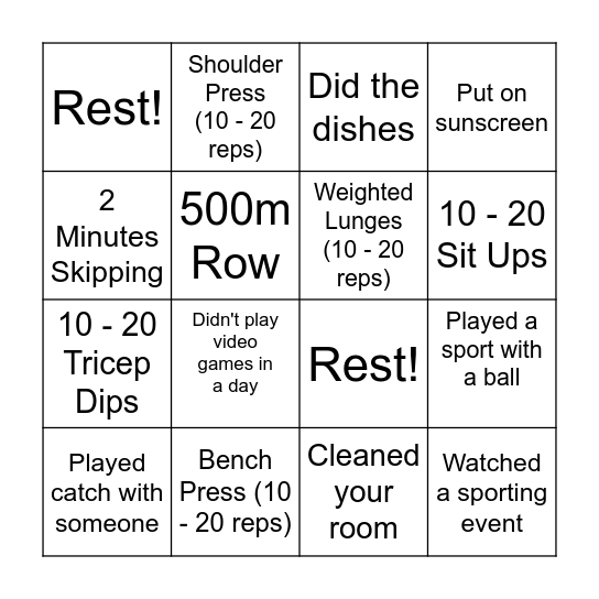 PE BINGO Card