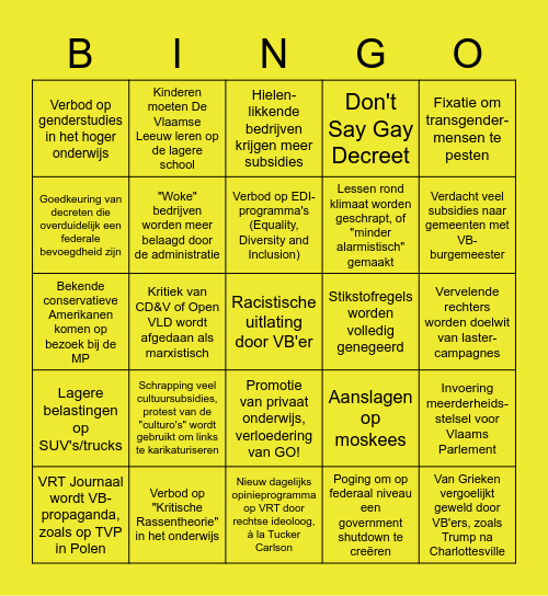 VB in Vlaamse Regering bingo Card
