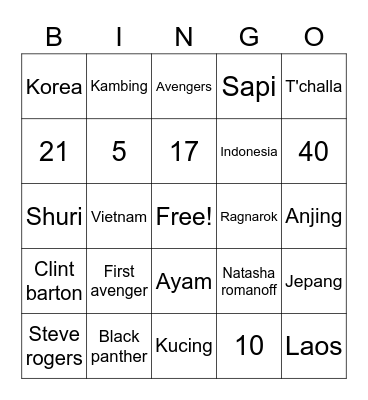 Untitled Bingo Card