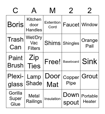 CAM Bingo 2022 Bingo Card