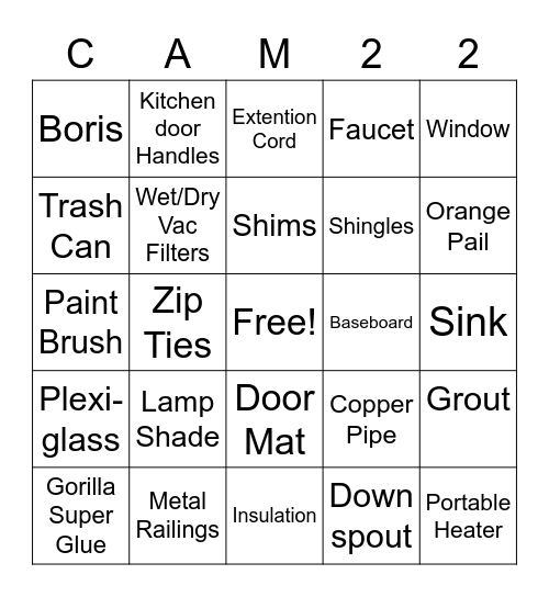 CAM Bingo 2022 Bingo Card