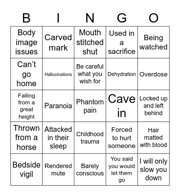 Bad Things Happen Bingo Card