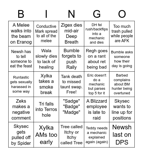 Mythic reclear! Bingo Card