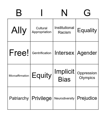 DEI Bingo Card