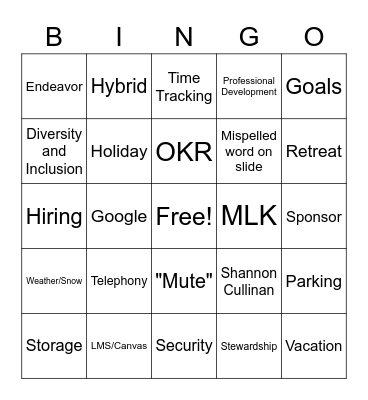 All Hands 1-13-23 Bingo Card