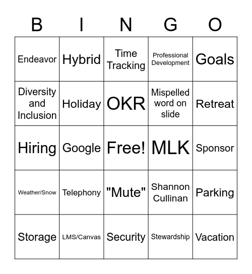 All Hands 1-13-23 Bingo Card