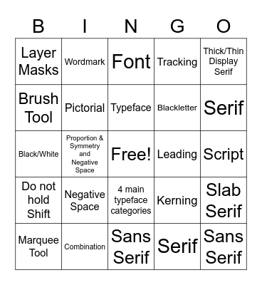 Adobe Photoshop + Logos + Type Bingo Card