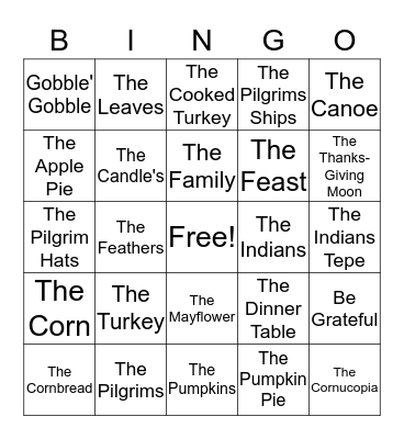 Thanksgiving Bingo Card