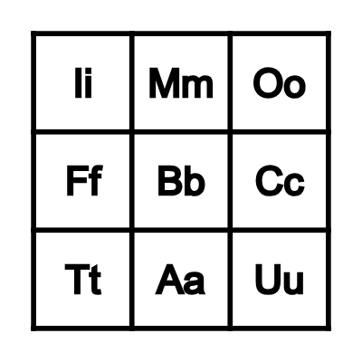 Letters! Bingo Card