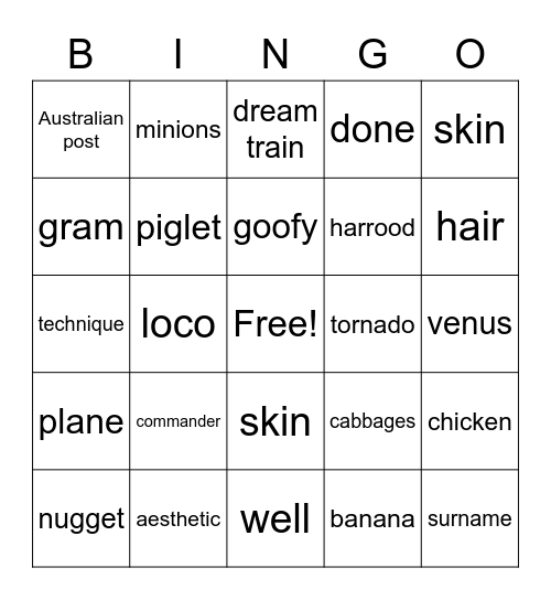 JN Charlie flt Bingo Card