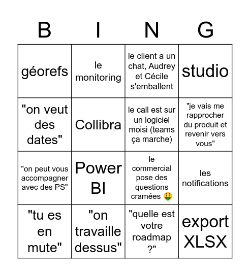 Call clients Bingo Card