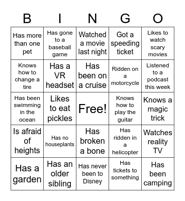 Coworker Bingo Card